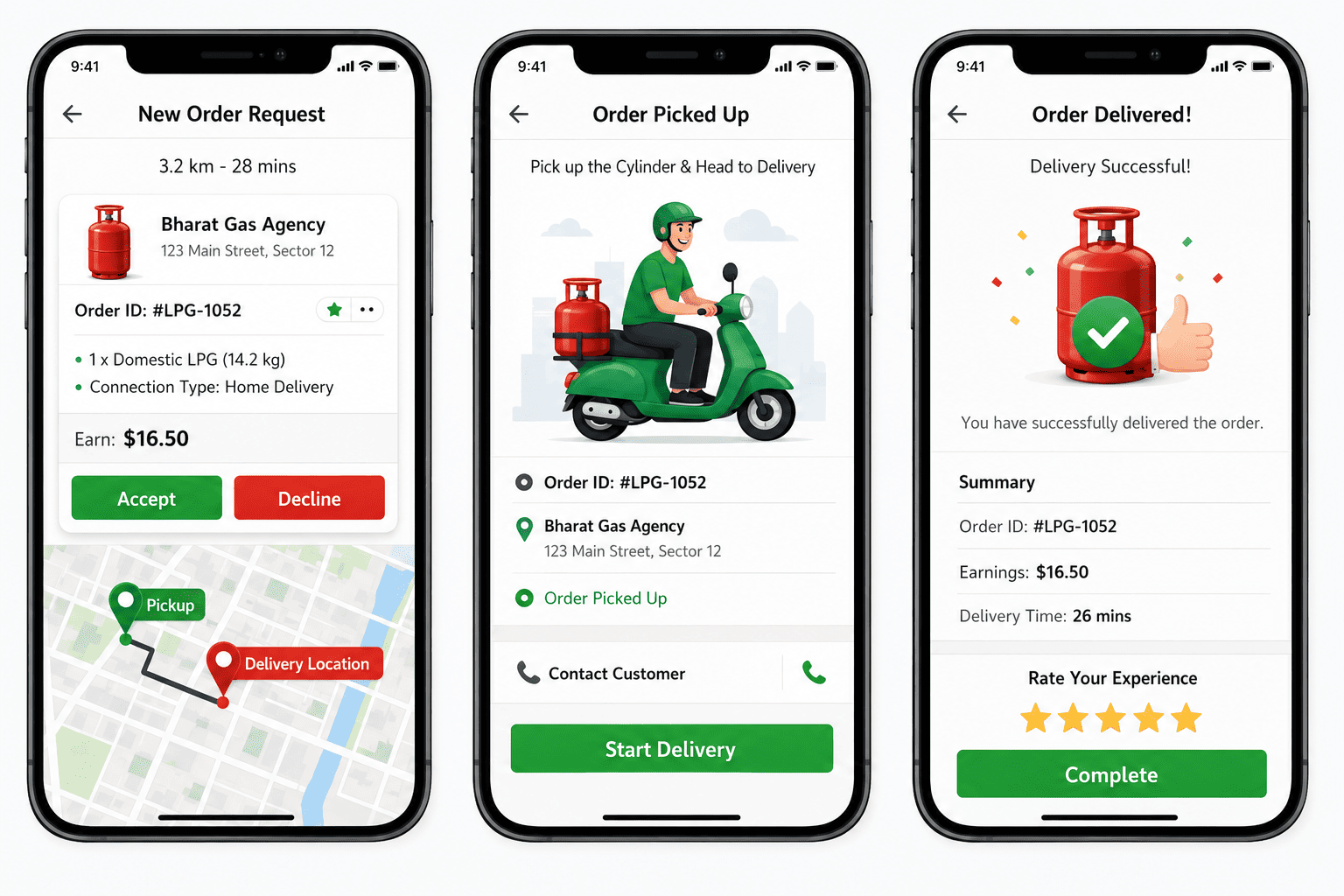 LPG delivery driver app logistics management system