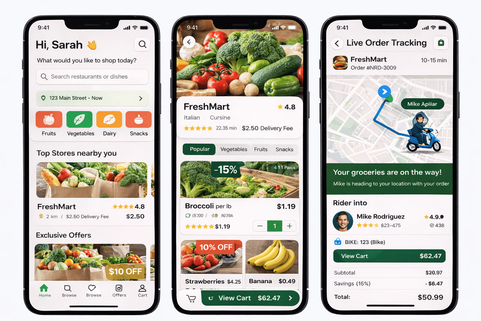 grocery delivery customer app SaaS platform interface